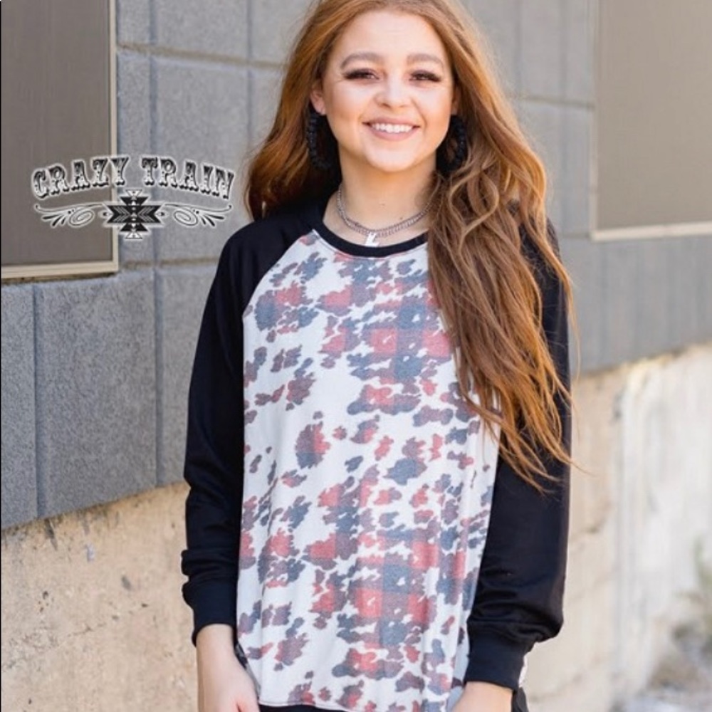 NWT CRAZY TRAIN CREAM SPLOTCH RAGLAN *PRICE FIRM*